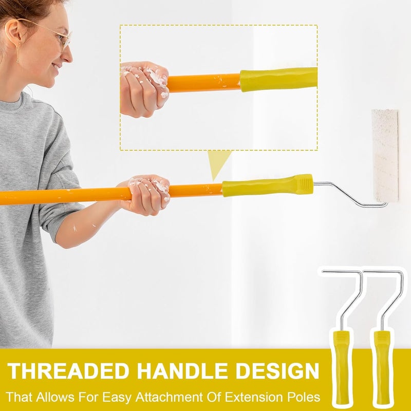 Tolare 4 Inch Paint Roller Frame, Paint Roller Handle with Plastic Threaded Grip Handle, Roller Frame Fits for 4" Mini Roller, Mini Roller Frame Can Use for Extension Pole - Yellow, Pack of 15 - Image 5